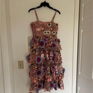 English Rose Pink and Purple Ruffled Tiered Formal Dress